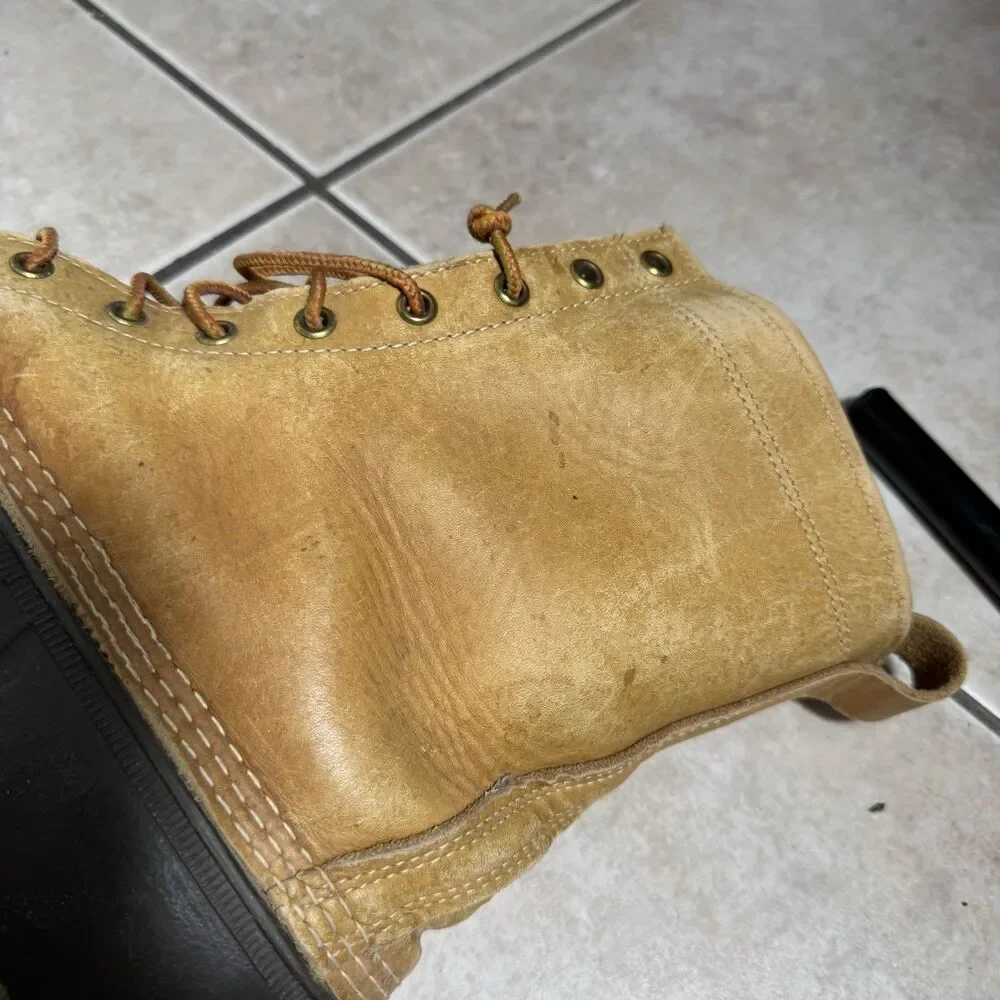 LL Bean Boots Duck Boots Mens 11 M Tan Hiking Leather Waterproof Made in USA
